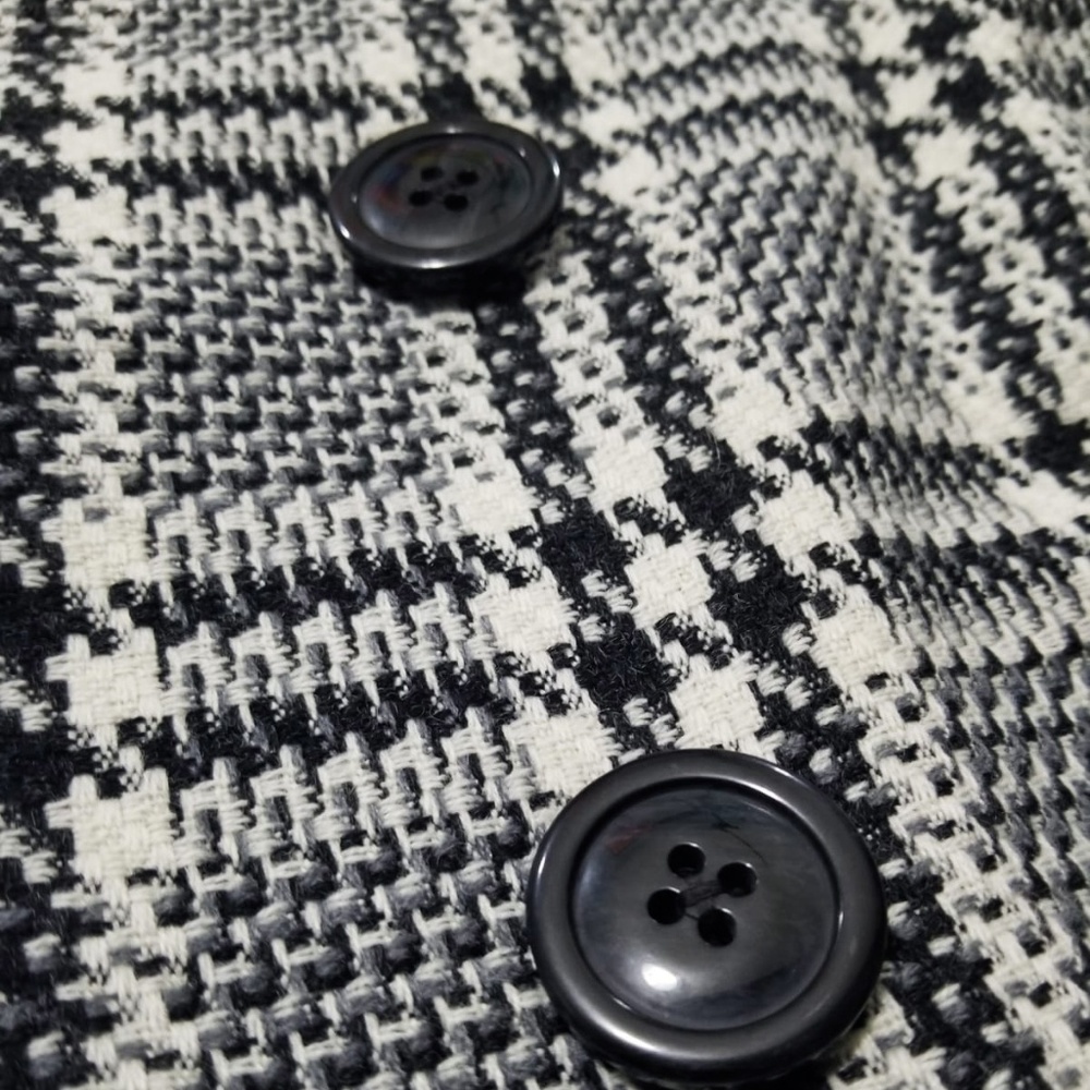 Express plaid white & black wool skirt